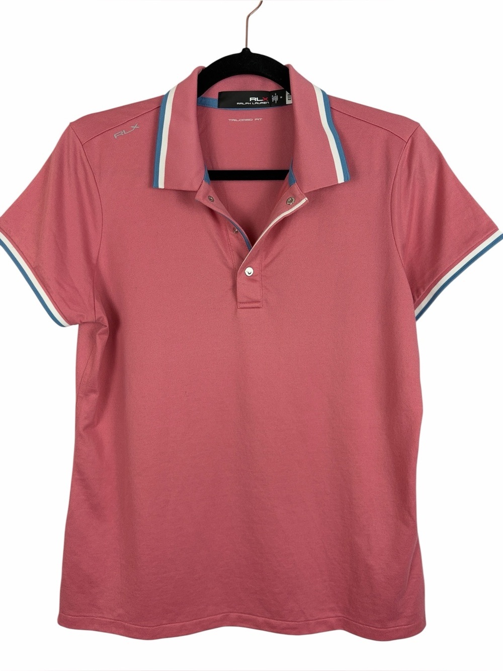RLX Ralph Lauren Tailored Fit Performance Golf Polo Shirt Pink Size Medium
